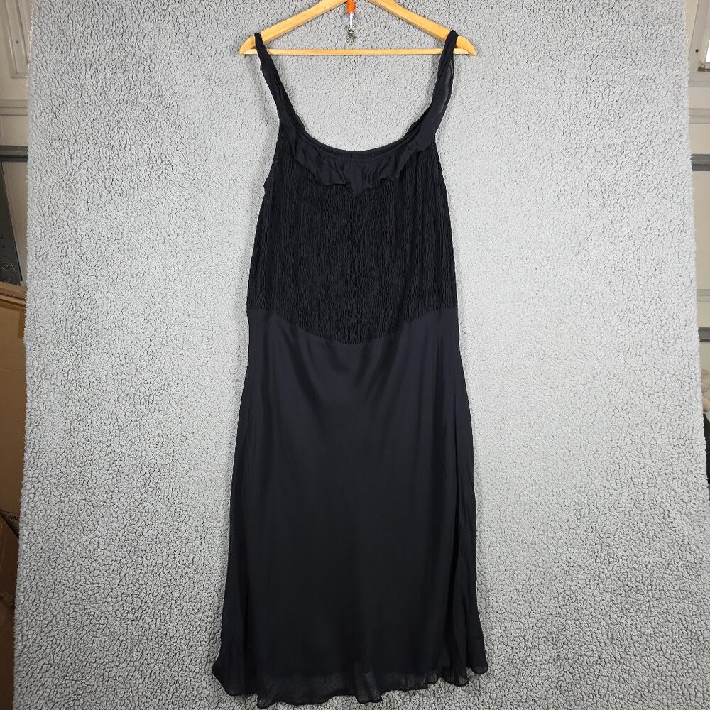 Vintage Ralph Lauren Dress Large Black Smock Overlay Chiffon Witchy Y2K Gothic